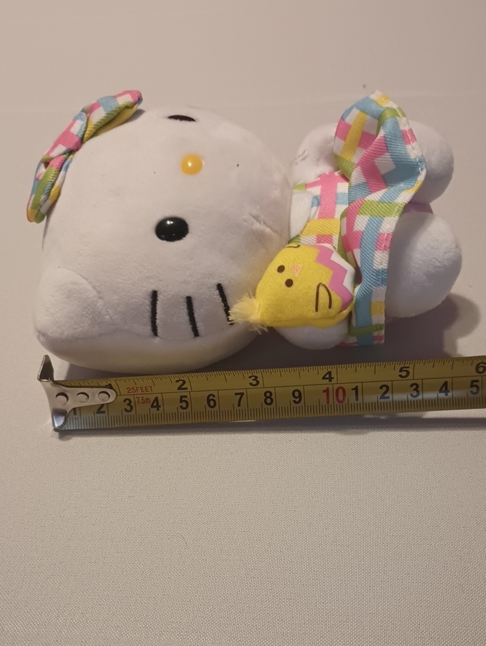 Ty Sanrio Hello Kitty Plush in White with Pink, Blue & Yellow Accents - Picture 5 of 6